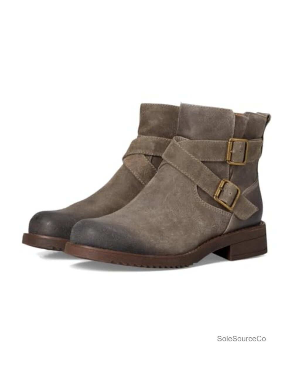 Suede Ankle Bootie with Inside Zipper, Block Heel